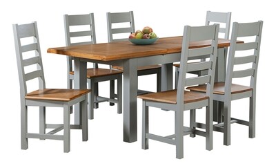 Capri Oak Solid Dining Set - Mushroom Grey | Oak - Including Four Dining Chairs