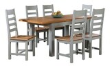 Capri Oak Solid Dining Set - Mushroom Grey | Oak - Including Six Dining Chairs