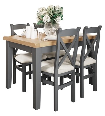 Trinity 1.2 Ext Table + 4 Chairs - Charcoal | Oak