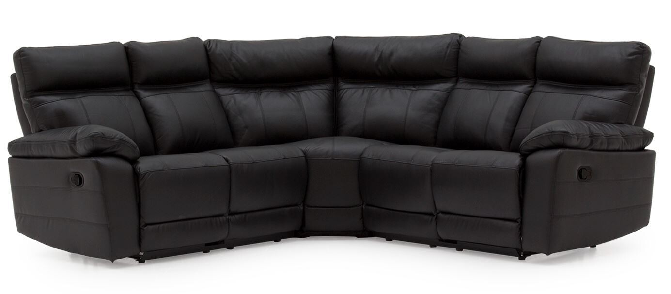 Positano Manual Recliner Corner Group Sofa Black Indigo Light