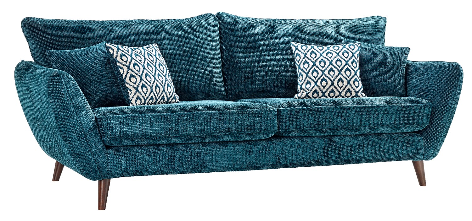 Perth 3 Seater High Back Sofa -Monsoon Fabric | Elsie Fabric | Perugia Fabric
