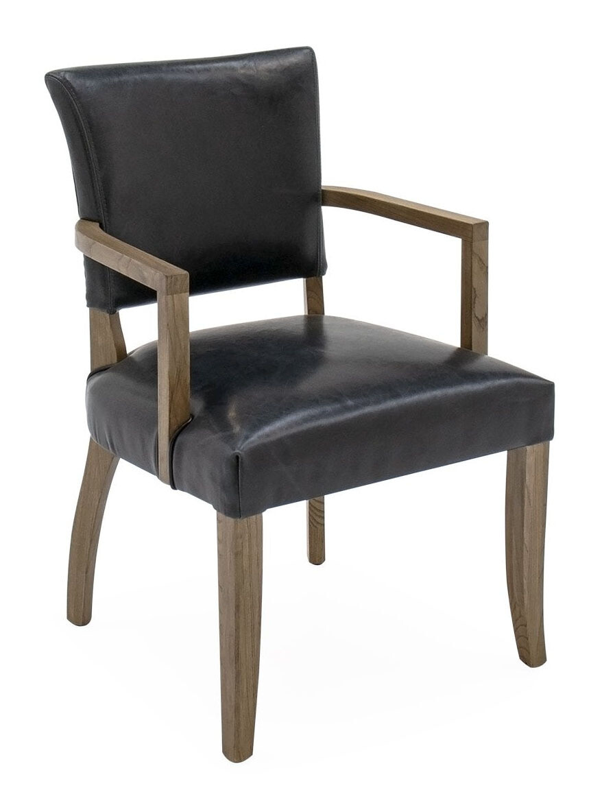 Duke Leather Arm Chair - Ink Blue | Tan Brown