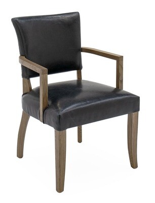 Duke Leather Arm Chair - Ink Blue | Tan Brown