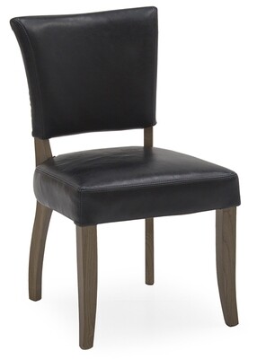 Duke Leather Dining Chair - Ink Blue | Tan Brown