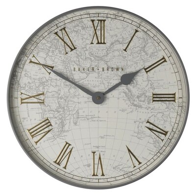 Baker & Brown Atlas Clock - White | Grey