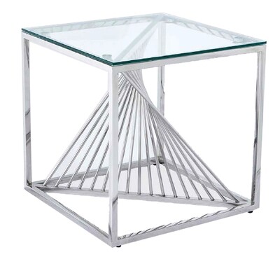 Calabria End Table - Glass | Stainless Steel