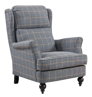 Skye Armchair - Antique Gold | Grey Check Linen