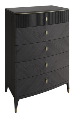 Diletta Tall Chest 5 Drawer - Stone | Ebony