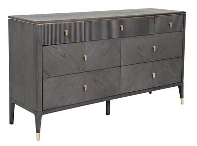 Diletta Tall Chest 7 Drawer - Stone | Ebony