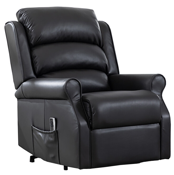 Windsor Lift &amp; Tilt Dual Electric Armchair - Black | Dark Brown Leather