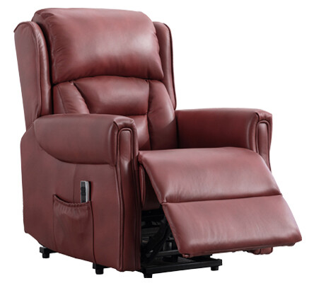 Sandringham Lift &amp; Tilt Dual Electric Armchair - Burgundy | Camel Leather