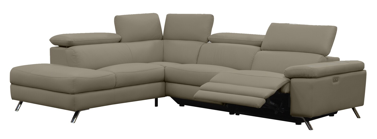 Geneva All Electric Fabric Corner Sofa - Coffee Leather