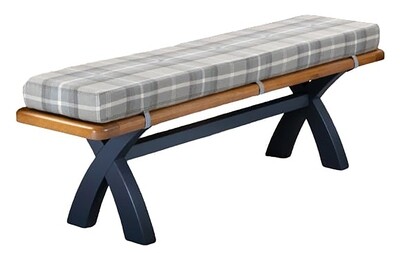 Capri X Leg Dining Bench 1.8 Metre - Midnight Blue | Oak
