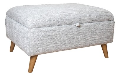 Megan Fabric Footstool- Grey | Ivory | Silver | Steel