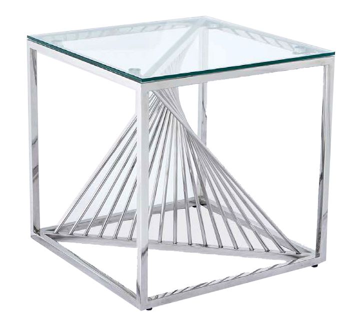 Calabria End Table - Glass &amp; Stainless Steel