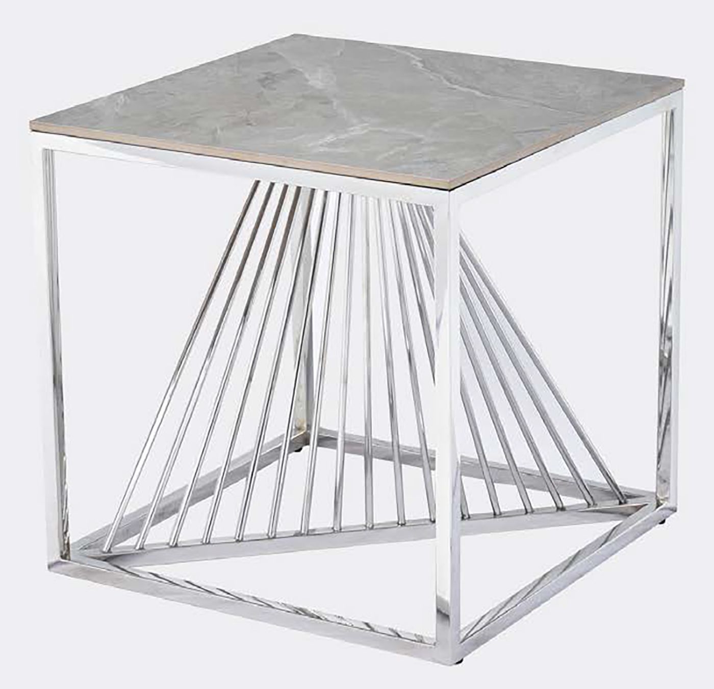 Calabria End Table - Sintered Stone &amp; Stainless Steel