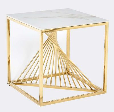 Calabria End Table - Sintered Stone | Gold