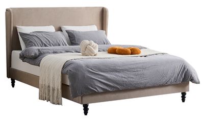 Darcy Bed Frame by Homelee - Coffee | Grey Velvet