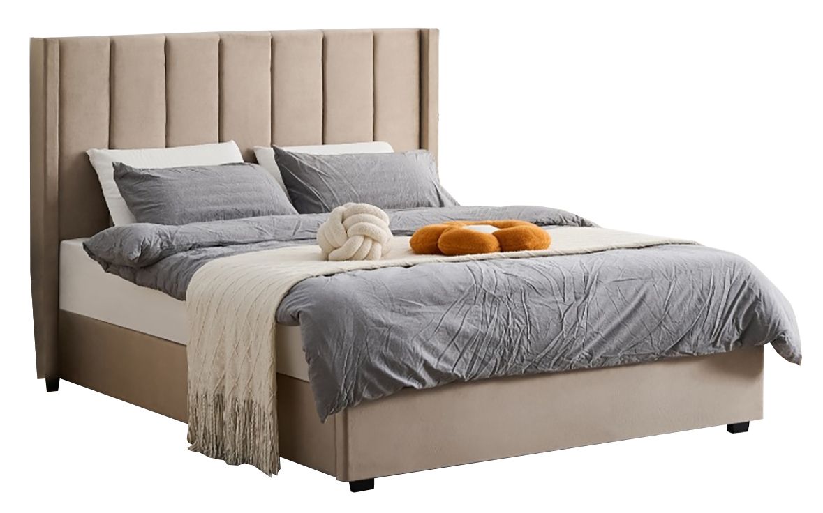 Java Bed Frame by Homelee - Coffee | Grey Velvet