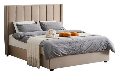 Java Bed Frame by Homelee - Coffee | Grey Velvet