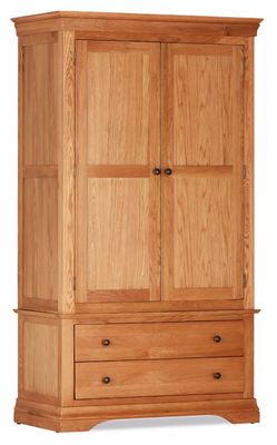 Delta Oak Double Wardrobe with Drawer