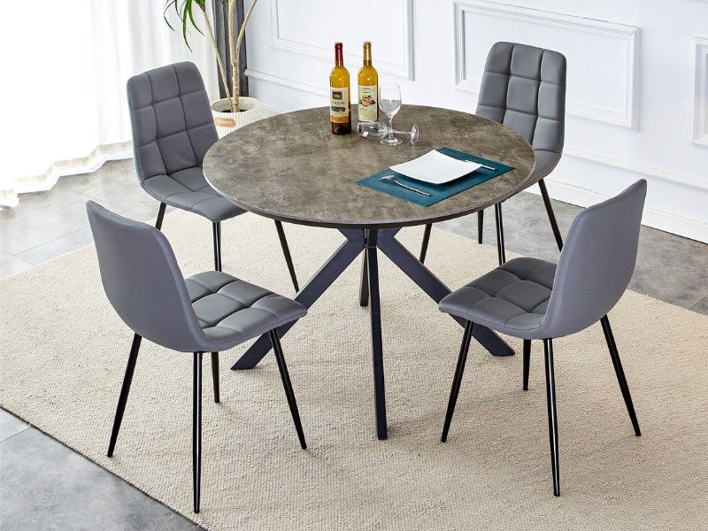 Erik 1.1m Round Dining Table - Grey | Oak | Walnut