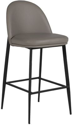 Valent Leather Bar Stool - Dark Grey | Taupe