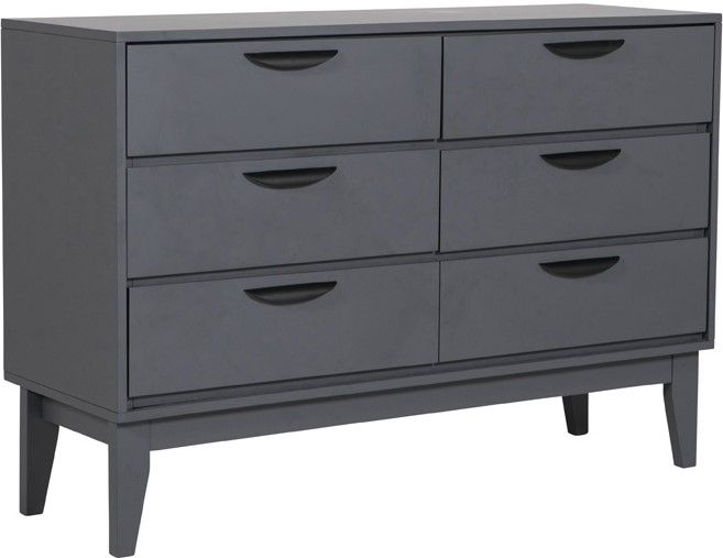 Luna 6 Drawer Dressing Chest - Dark Grey | Taupe