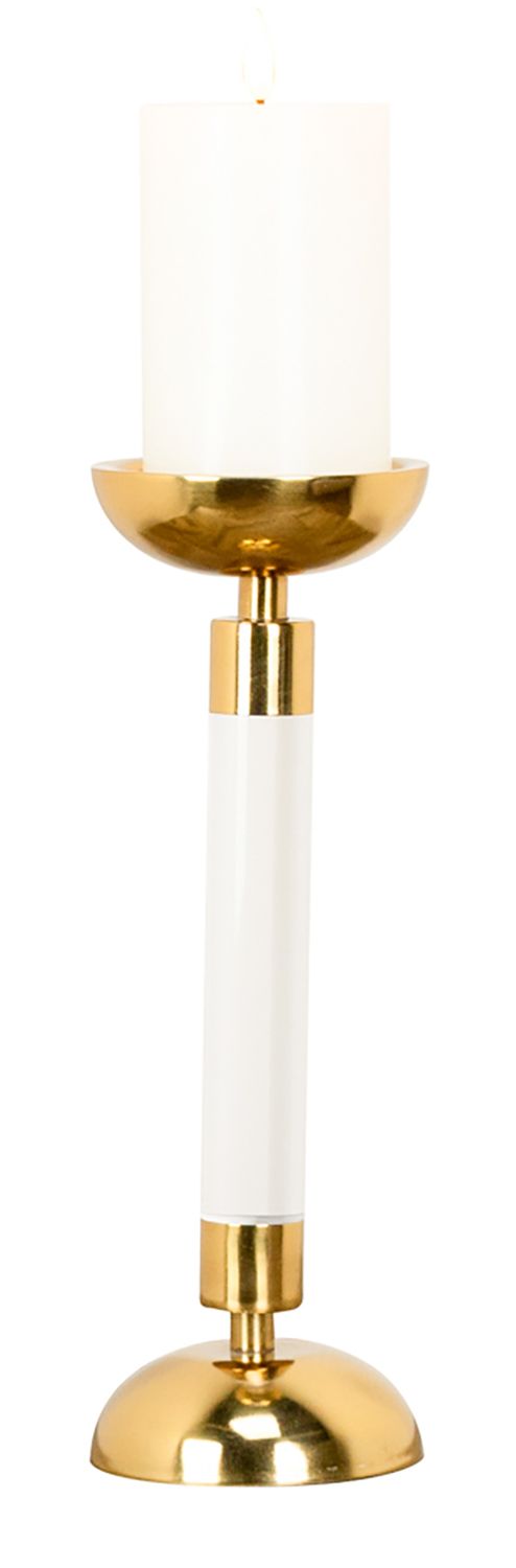 Alani 35cm Acrylic Pillar Candle Holder - Gold | Chrome