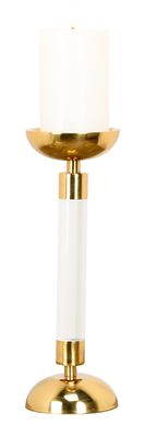 Alani 35cm Acrylic Pillar Candle Holder - Gold | Chrome