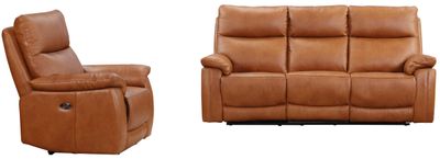 Texas 3+1+1 Seater Electric Reclining Sofa Set - Cream | Tan