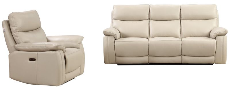 Texas 3+1+1 Seater Electric Reclining Sofa Set - Light Grey | Tan