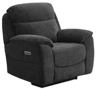 Asher Electric Reclining Armchair - Charcoal | Silver Grey Fabric