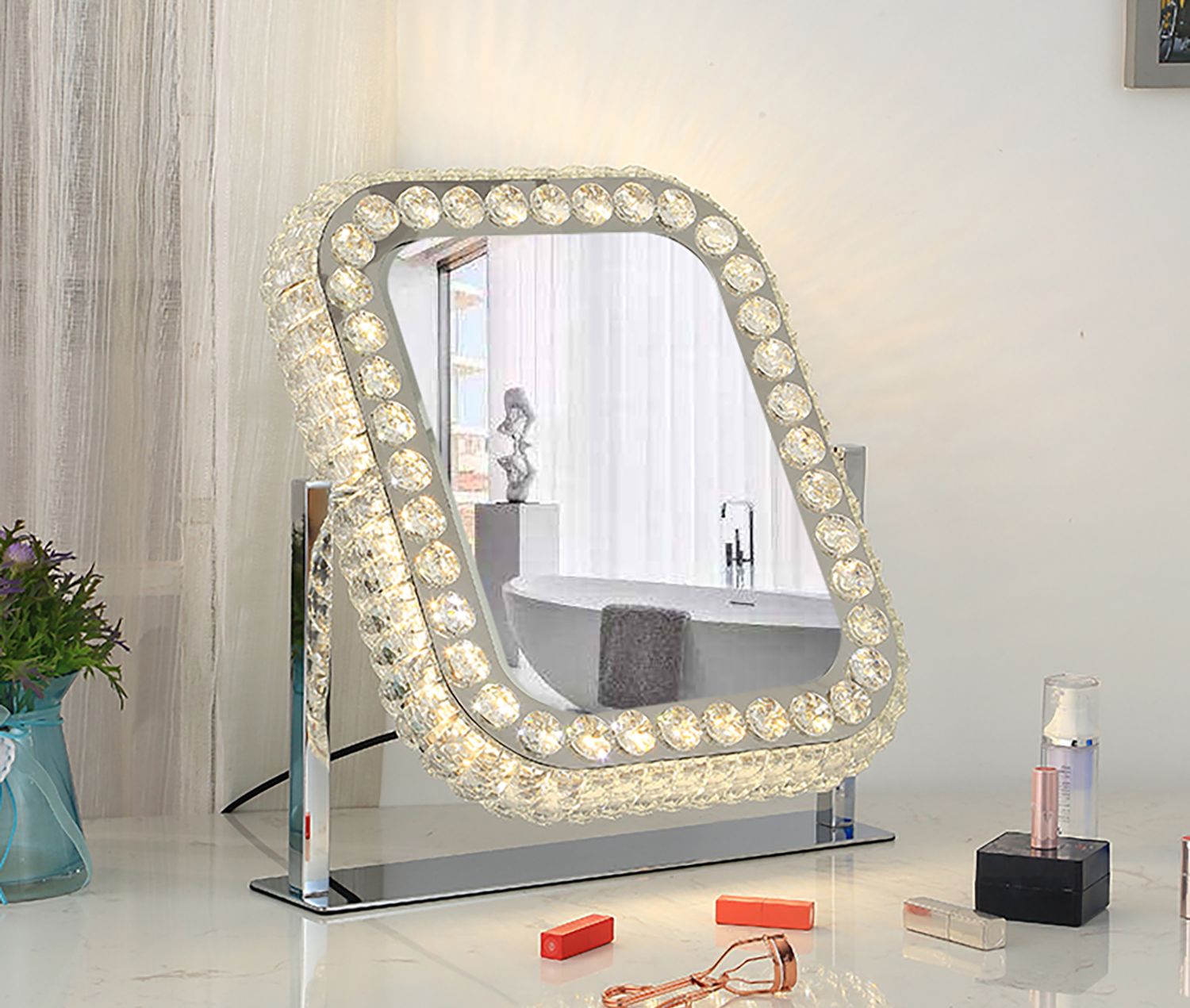Hollywood California Crystal Swivel Mirror 400 x 500 mm PORTRAIT