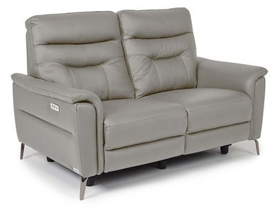 Naples 2 Seater Electric Recliner - Grey | Navy Leather