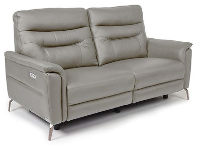 Naples 3 Seater Electric Recliner - Grey | Navy Leather
