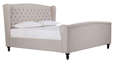 Belmont Upholstered Bed Frame - Cream | Dark Grey Fabric