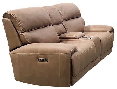 Doris Electric 2 Seater Sofa with Console - Soft Chestnut Fabric Fabric