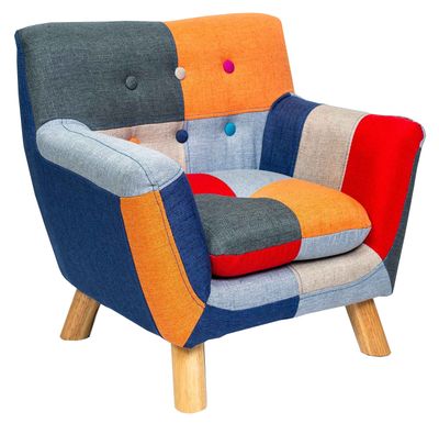 Annah Linen Patchwork Multicolour Kids Armchair