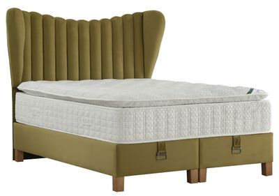 Serenity Storage Ottoman Bed - Olive Green | Silver Velvet