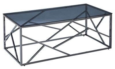 Cortez Coffee Table - Smoked Glass &amp; Titanium Frame