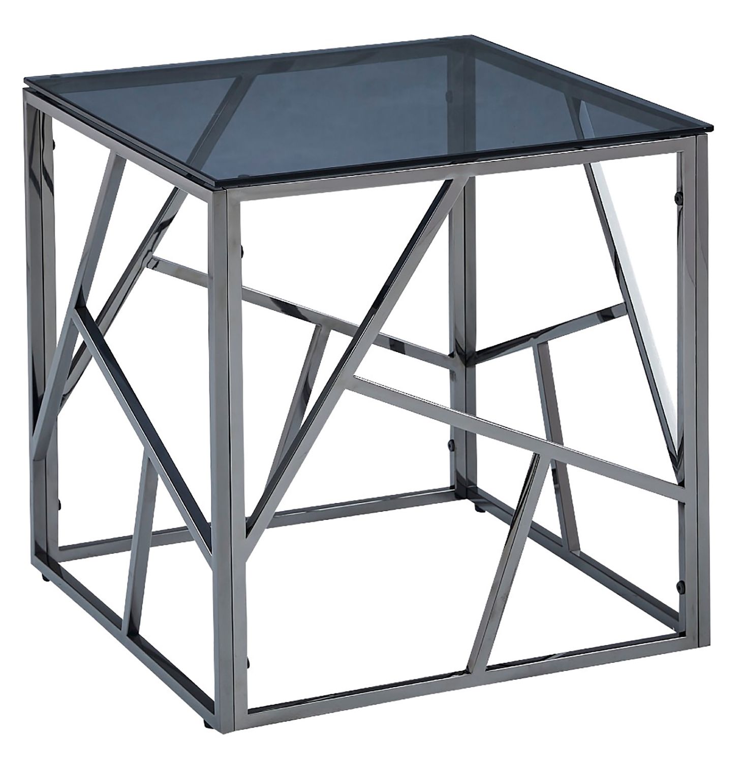 Cortez Lamp Table - Smoked Glass &amp; Titanium Frame