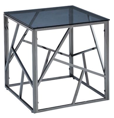 Cortez Lamp Table - Smoked Glass &amp; Titanium Frame