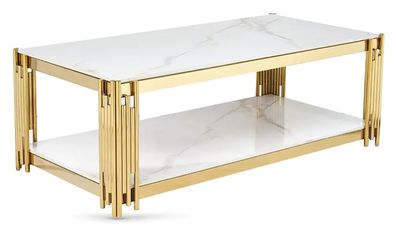 Belini Coffee Table - Gold and Sintered Stone