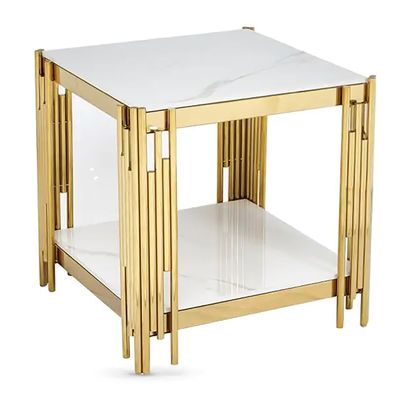 Belini Lamp Table - Gold and Sintered Stone