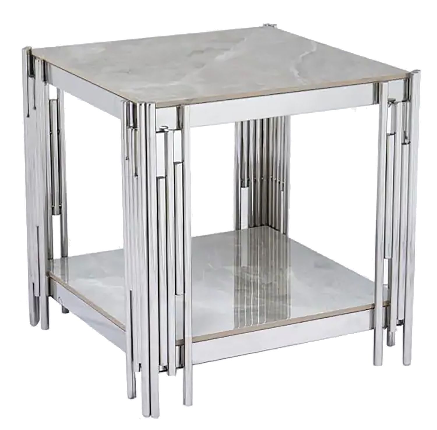 Belini Lamp Table - Stainless Steel and Sintered Stone