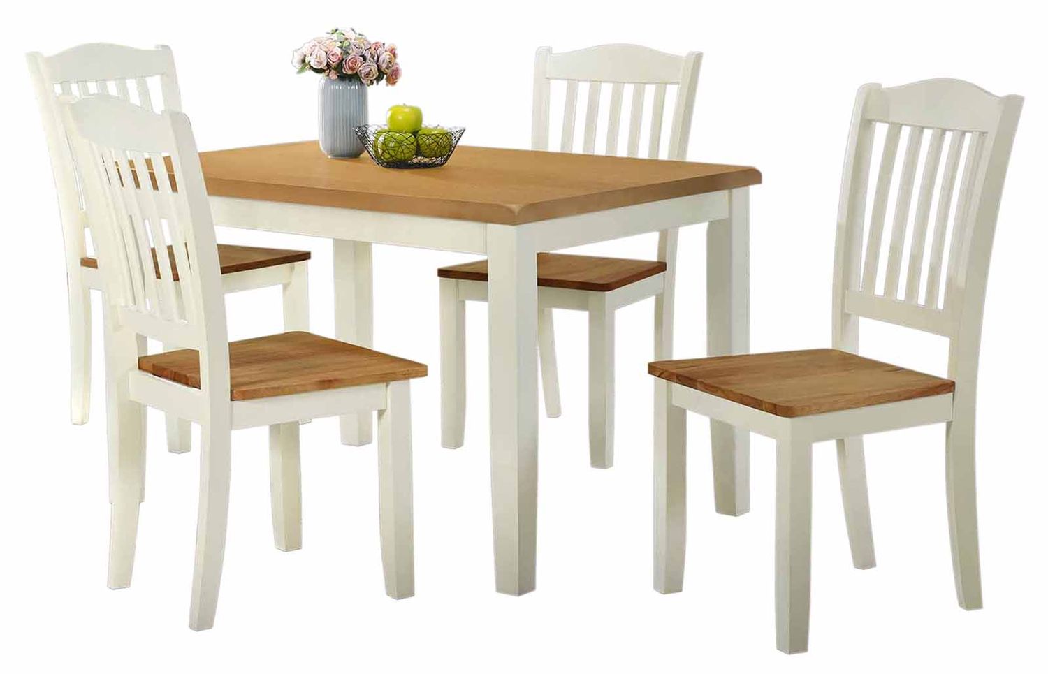 Achill Dining Table - Cream Painted | Light Oak Top