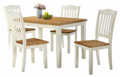 Achill Dining Table - Cream Painted | Light Oak Top