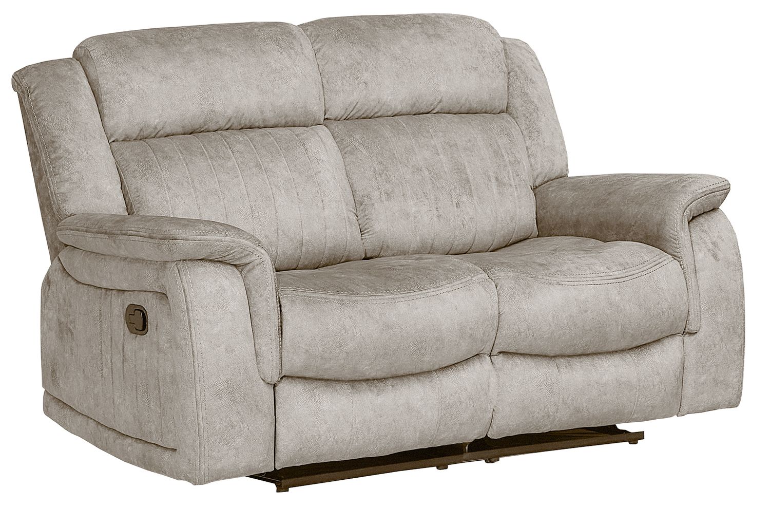 Porto 2 Seater Reclining Sofa (2 Recliners) - Beige | Grey Suede Fabric
