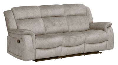 Porto 3 Seater Reclining Sofa (2 Recliners) - Beige | Grey Suede Fabric
